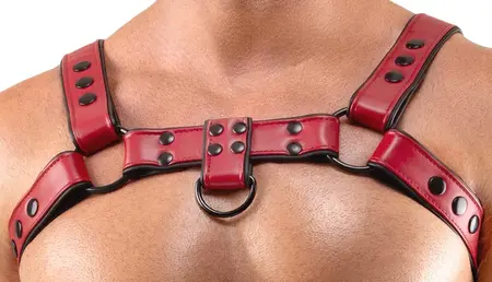 Svenjoyment Men's Chest Harness Red S-XL Adjustable Vegan Leather