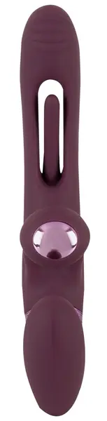 Javida Strapless Strap-On Flic Double Vibrator with Flicking System, Purple