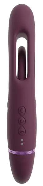 Javida Strapless Strap-On Flic Double Vibrator with Flicking System, Purple
