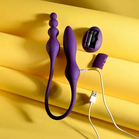 Playboy This & That Double-Ended Vibrator Purple 10 Modes Waterproof