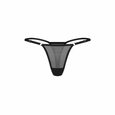 Obsessive Violami Mesh Thong Black with Rhinestone Accent Adjustable L/XL