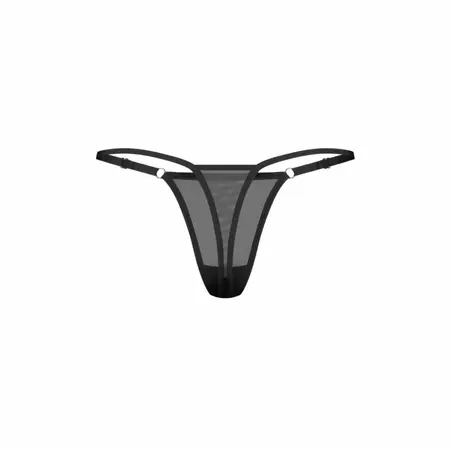 Obsessive Violami Mesh Thong Black with Rhinestone Accent Adjustable L/XL