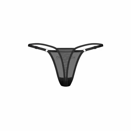 Obsessive Violami Black Mesh Thong with Adjustable Straps and Rhinestones L/XL