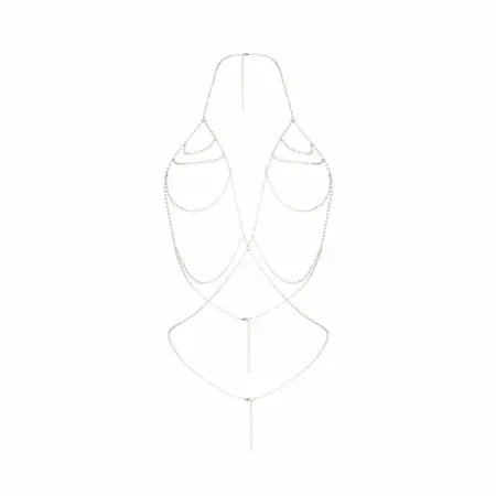 Obsessive Lyxa Silver Body Jewelry Bra - Adjustable Beaded Design One Size