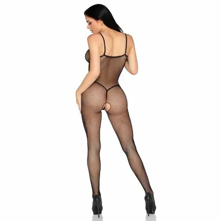 Leg Avenue 89375 Bodystocking Fishnet Black Crochet Finish One Size
