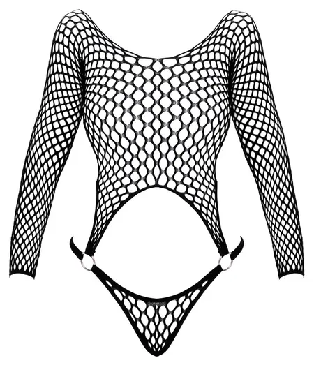 Cottelli Collection Fantasy S-L Black Net Two-Piece Bodysuit Set