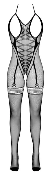 Cottelli Fantasy Catsuit S-L Black Net Open Cup Backless Design