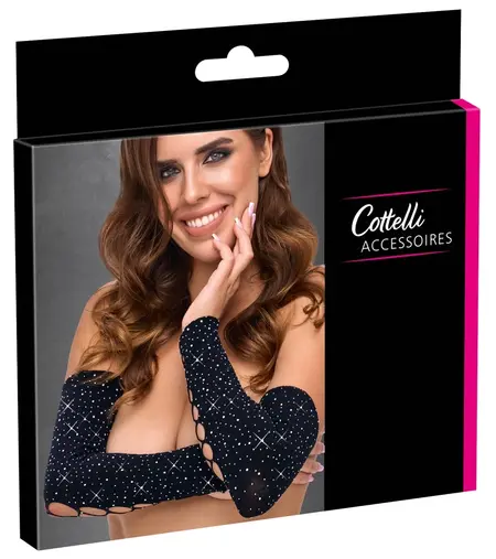 Cottelli ACCESSOIRES Gauntlet Sleeves S-L Black Sparkling Knit