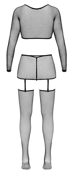 Cottelli Fantasy Net 4-Piece Set S-L Black - Stretch Mesh Outfit