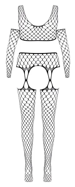 Cottelli Fantasy S-L Black Seamless 3-Piece Net Lingerie Set