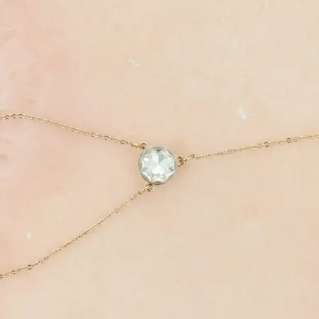 Otazu Harmony Crystal Anklet Transparent - Elegant Adjustable Chain One Size