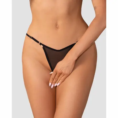 Obsessive Oxaria Black Thong with Adjustable Straps and Gold Accents 2XL/3XL