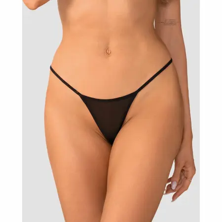 Obsessive Veyane Black Thong with Decorative Lace Butterfly Accent 2XL/3XL