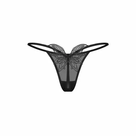 Obsessive Veyane Elegant Thong Black - Lace Accent, Comfortable Fit L/XL