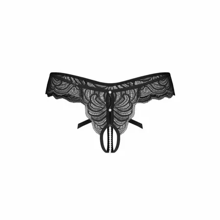 Trinise отворени дантелени прашки с перла, черни, 2XL/3XL
