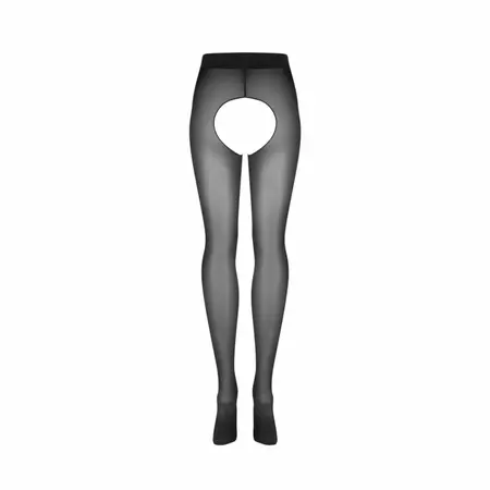 Obsessive Norless Mesh Open Design Tights Black - Decorative HOT MESS Detail S/M