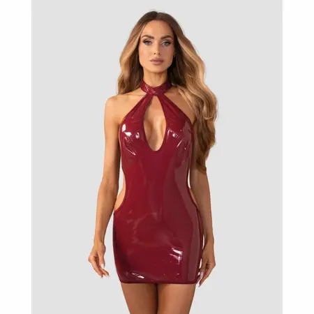 Obsessive Redya Dress Red - Glossy Adjustable Fit Eveningwear S/M