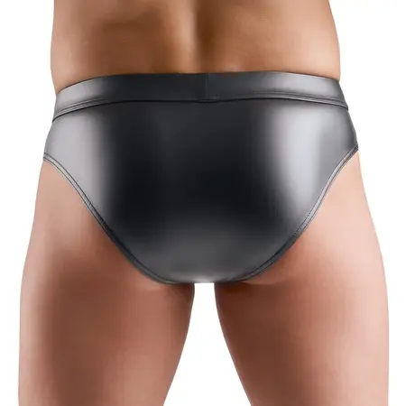 Svenjoyment Briefs L Black Wetlook with Transparent Net Panels