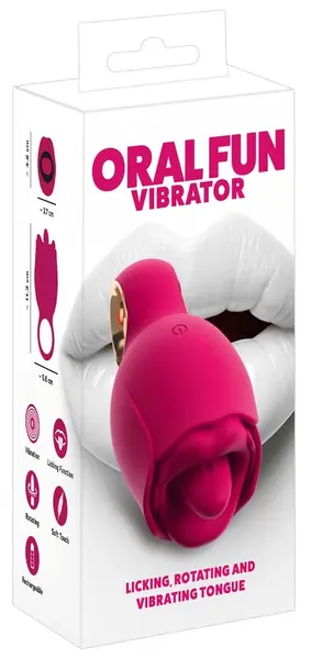 You2Toys Oral Fun Vibrator - 8-Mode Silicone Tongue, Pink, 11.3 cm