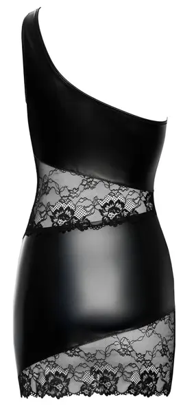 Cottelli PARTY One-Shoulder Black Mini Dress with Lace, Size L