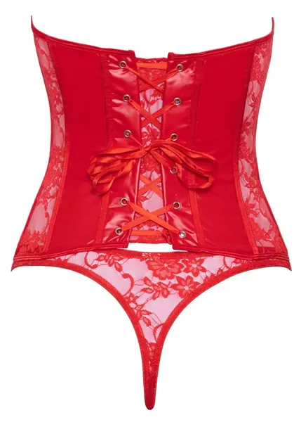 Cottelli Lingerie Red Open Cup Corset Set with Lace Details L