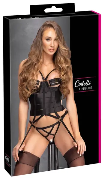 Cottelli Lingerie Corset Straps 85B/L Satin-Finish Adjustable Set Black