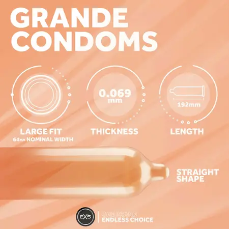 EXS Grande Extra Wide Latex Protection 12-Pack 64mm Nominal Width