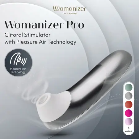 Womanizer Pro Silver - Compact Air Technology System, 11 Modes