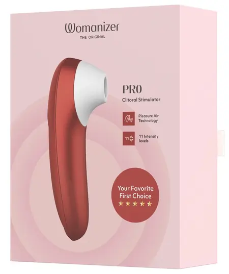 Womanizer Pro Red - Compact Air Technology Stimulator, 11 Levels, Waterproof