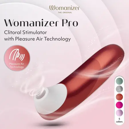 Womanizer Pro Red - Compact Air Technology Stimulator, 11 Levels, Waterproof