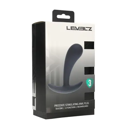 LEVELZ Vibrating Silicone Prostate Massager Medium Black Ergonomic