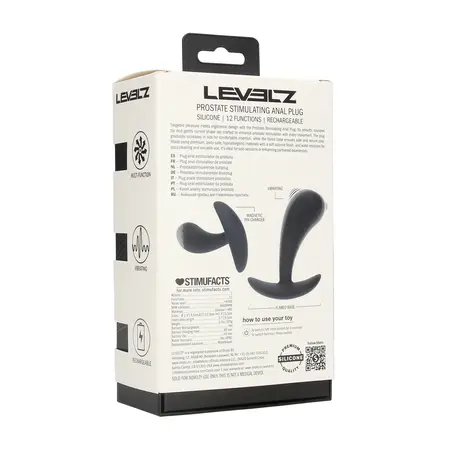 LEVELZ Vibrating Silicone Prostate Massager Medium Black Ergonomic