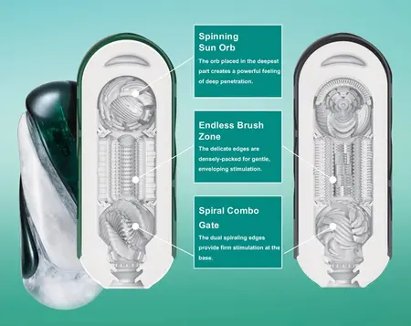 TENGA Flip 360 Aurora Green Intimate Stimulation Device 20.3 cm