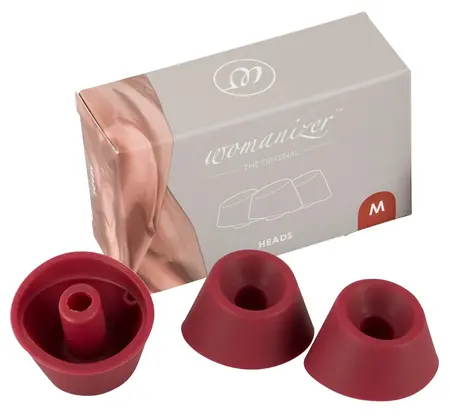 Womanizer Heads Duo Bordeaux M Replacement Attachments, 3-Pack, Silicone