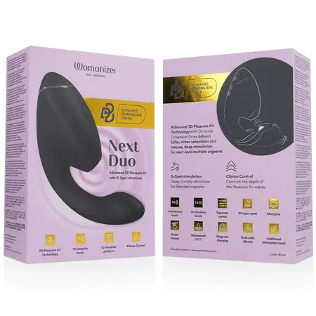 Womanizer Duo Next Black - Dual Air Pulse & Vibration Intimate Machine