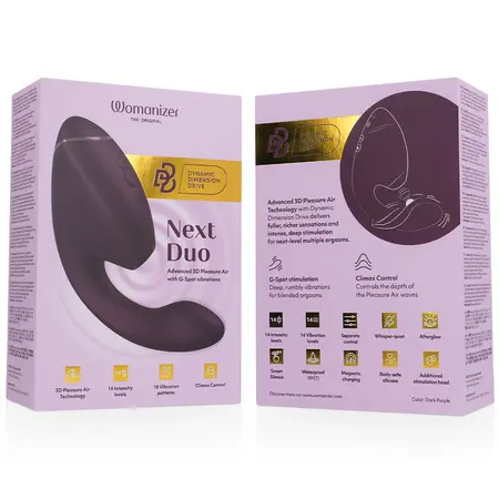 Womanizer Duo Next Dual Air & Vibration System Dark Purple 195mm