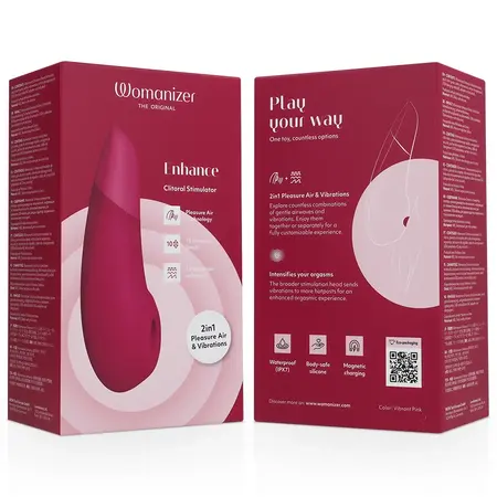Womanizer Enhance Intimate Air & Vibration Device Vibrant Pink 158mm