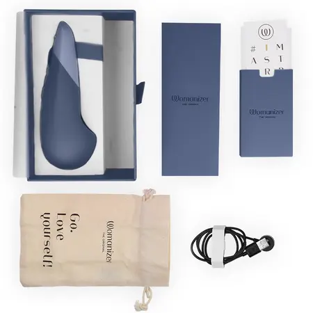 Womanizer Vibe Lay-On Silent UltraWave Vibrator Dark Blue 17.1 cm