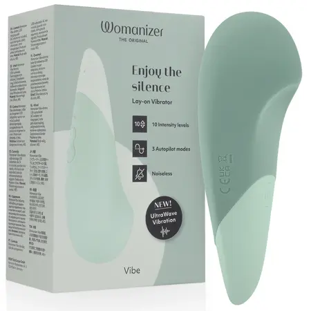 Womanizer Vibe Lay-On Silent UltraWave Vibrator Sage 17.1cm Silicone