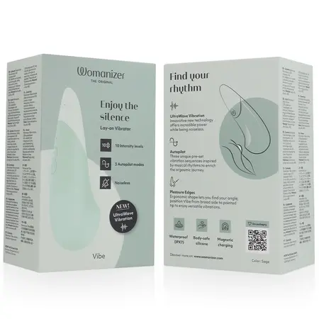 Womanizer Vibe Lay-On Silent UltraWave Vibrator Sage 17.1cm Silicone