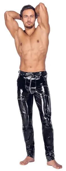 Black Level Pants L - Black Eco Leather, Comfortable Fit, Size L