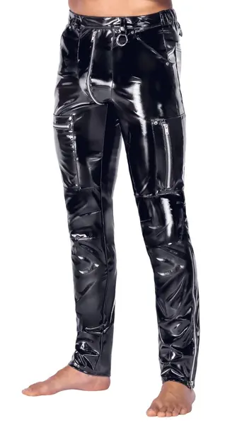 Black Level Men’s Black Trousers S - Classic Faux Leather, Slim Fit