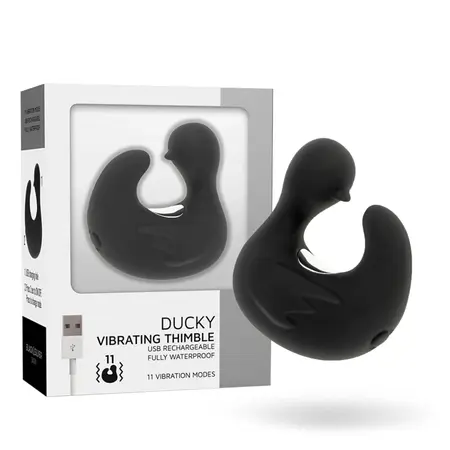 Black&Silver DuckyMania Rechargeable Silicone Finger Massager, Black