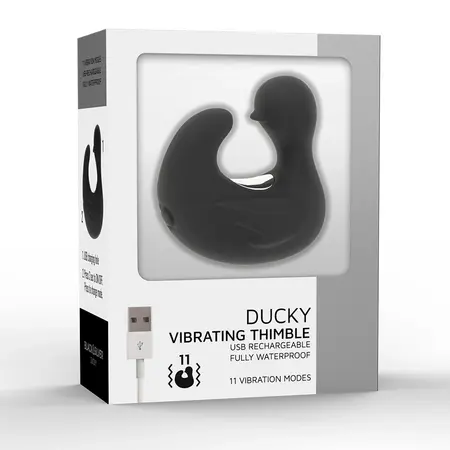 Black&Silver DuckyMania Rechargeable Silicone Finger Massager, Black