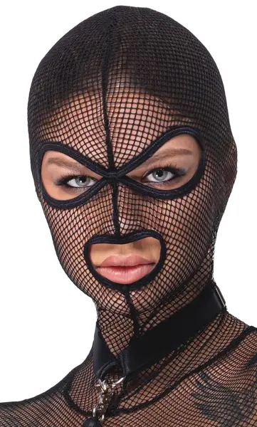 Bad Kitty Net Basque Set with Adjustable Choker & Flogger 2XL Black