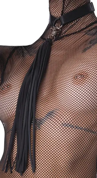 Bad Kitty XL Net Basque Set with Imitation Leather Flogger & Mask
