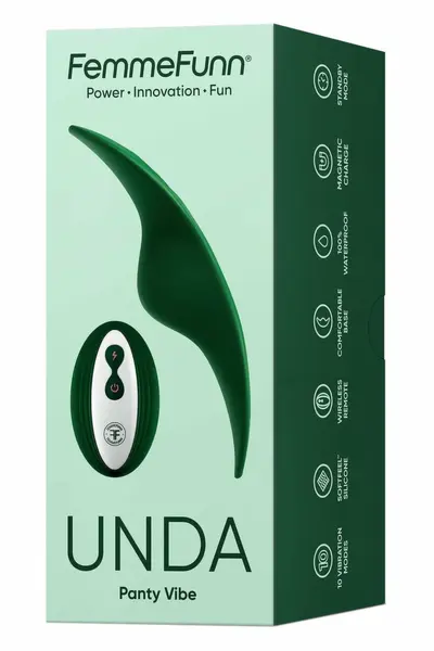 FemmeFunn Unda Dark Green - Ultra-Thin Wearable Intimate Device, Remote Control