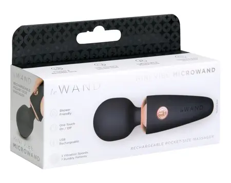 le Wand Mini Microwand Black - Compact Rechargeable Massage Wand 10 cm