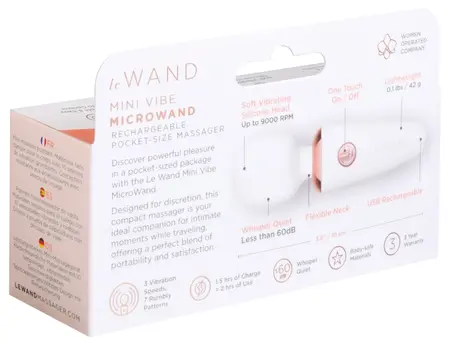 le Wand Mini Microwand White Compact Rechargeable Massager 10cm