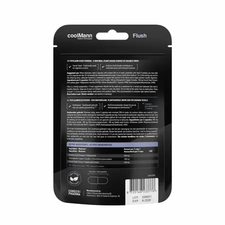 CoolMann Flush Fiber Complex Plant-Based Dietary Supplement 60 Capsules